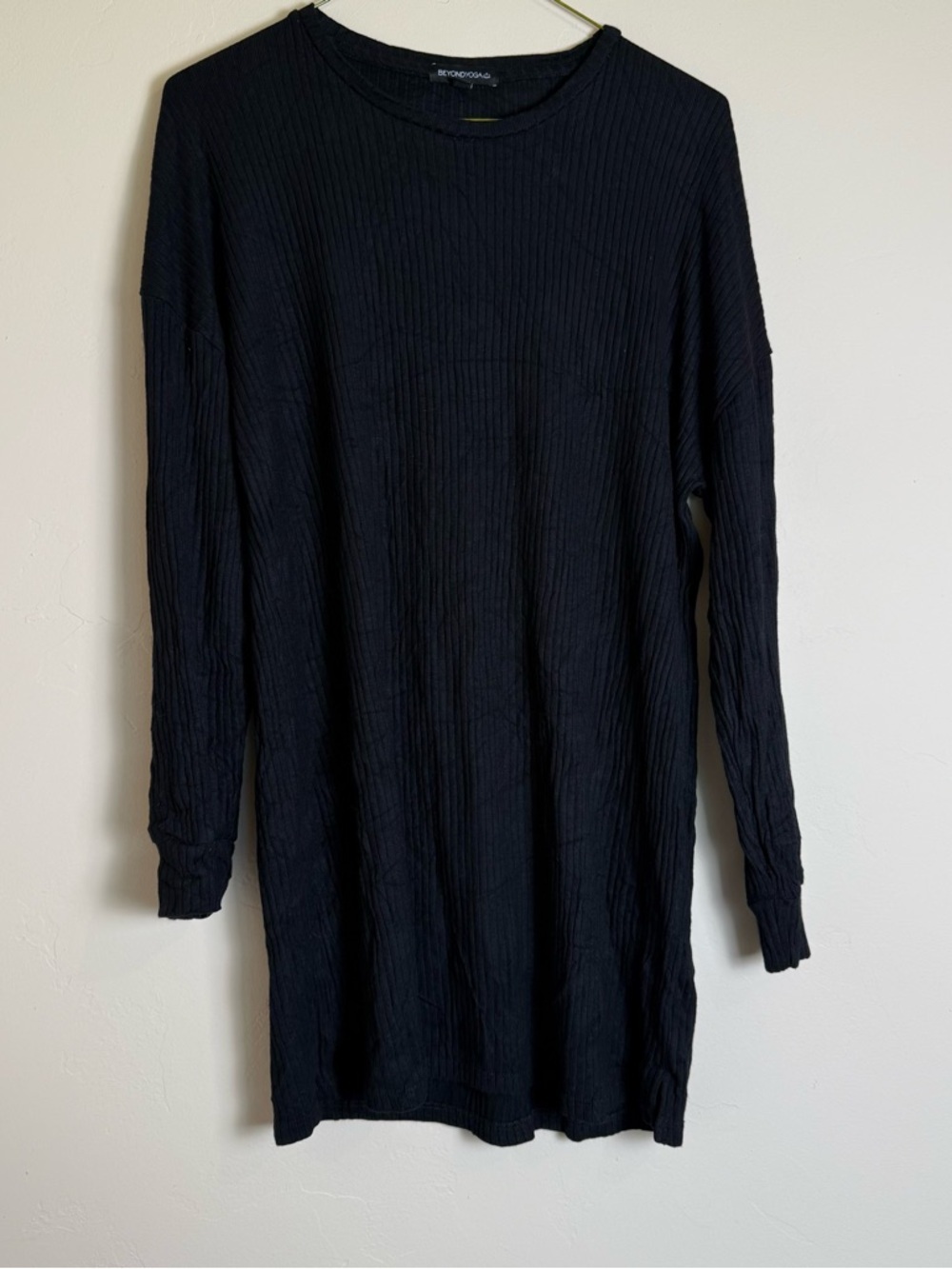 Beyond Yoga Everyday Black Ribbed Long Sleeve Tunic Top Size Large